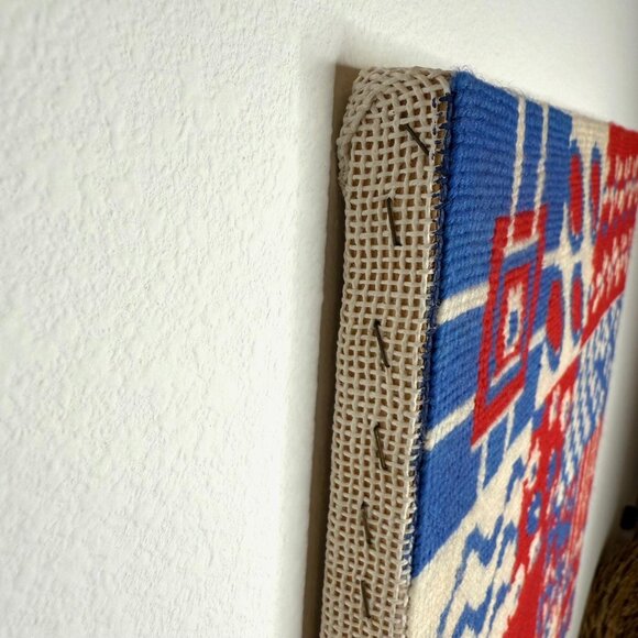 Vintage Needlepoint Wall Art: Red White & Blue Americana Decor - Picture 3 of 4